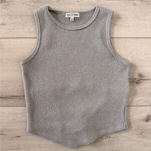 Gray Ribbed Sleeveless Top